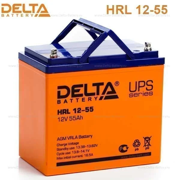 Аккумулятор Delta HRL 12-55 Х AGM (12 В / 55 Ач)