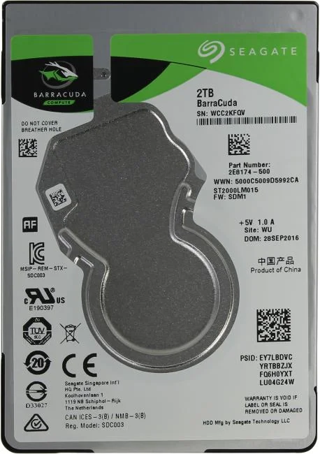 Жесткий диск HDD SEAGATE ST2000LM015, 2 ТБ, 128 МБ, 5400 об/мин
