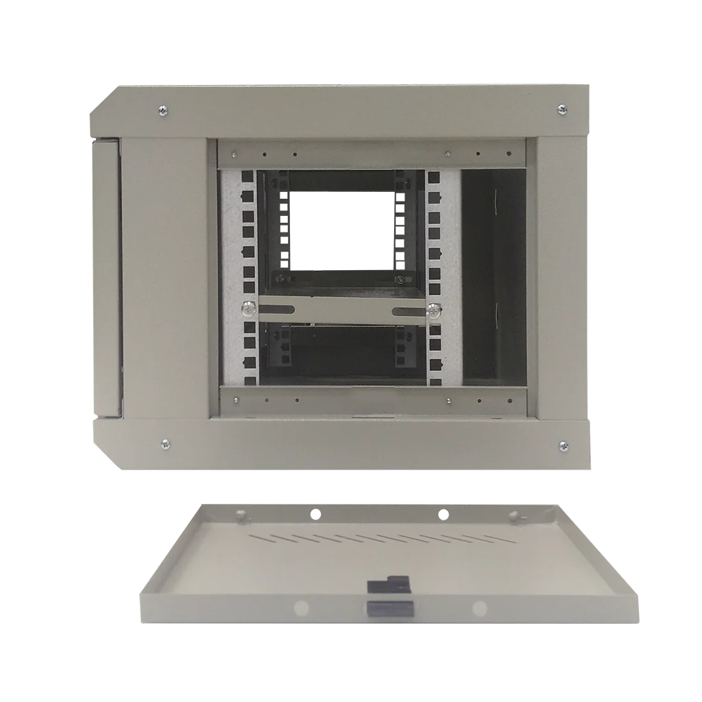 Space Technology ST-NC6U01 (СЕРЫЙ) С ПОЛКОЙ, (версия 2) Настенный 6U телекоммуникационный шкаф 19"