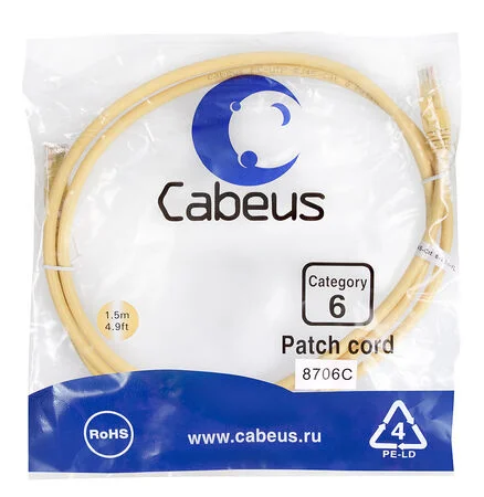 Патч-корд Cabeus PC-UTP-RJ45-Cat.6-1.5m-YL (8706c)