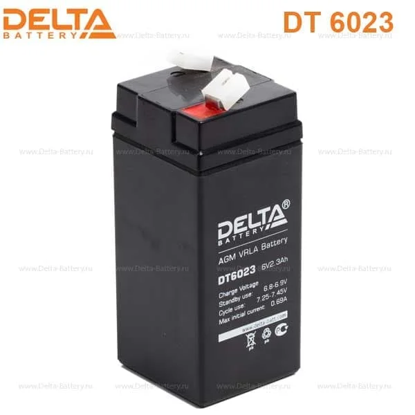 Аккумулятор Delta DT 6023 AGM (6 В / 2,3 Ач)