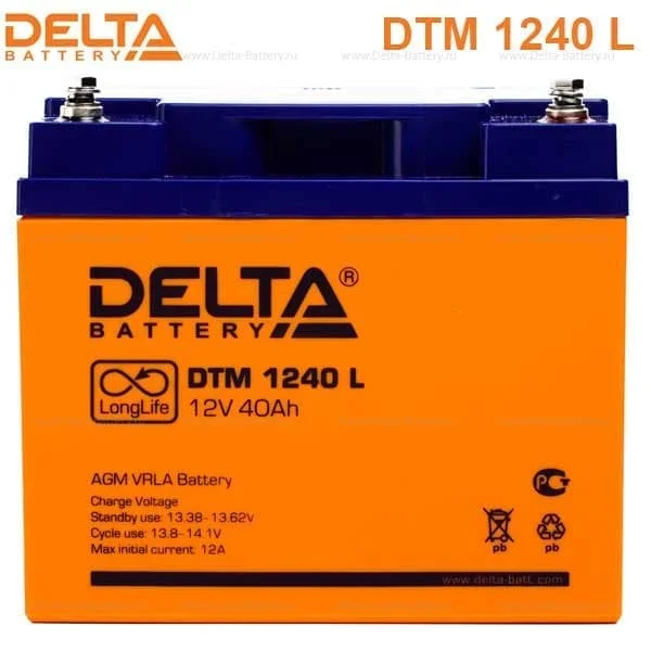 Аккумулятор Delta DTM 1240 L AGM (12 В / 40 Ач)
