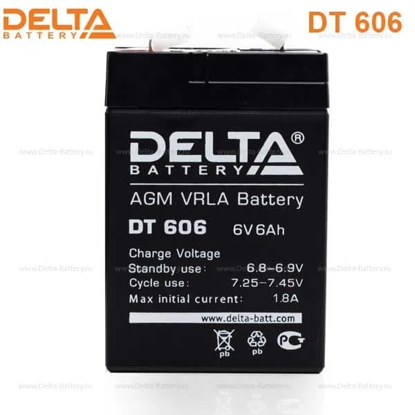 Аккумулятор Delta DT 606 AGM (6 В / 6 Ач)