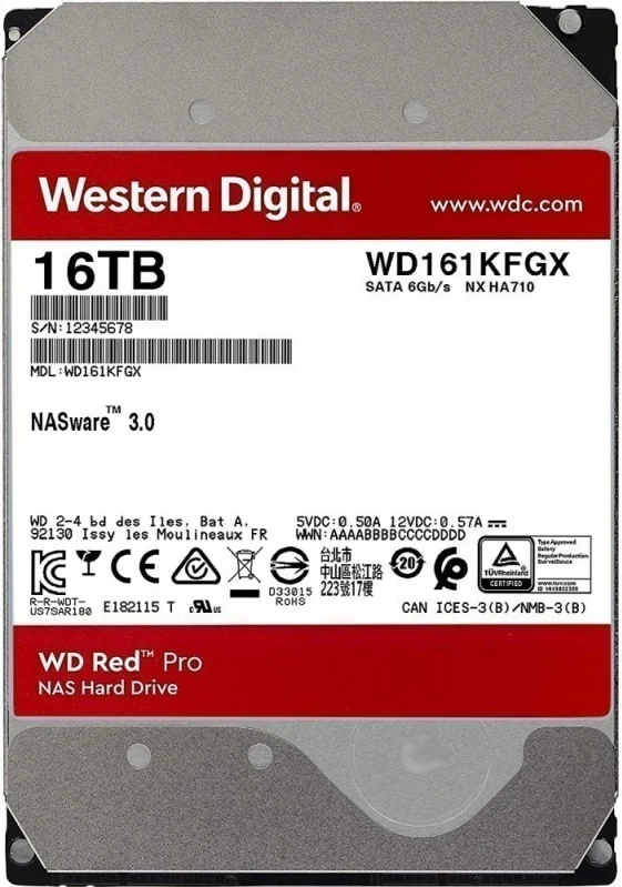 Жесткий диск HDD Western Digital WD161KFGX, 16 ТБ, 512 МБ, 7200 об/мин