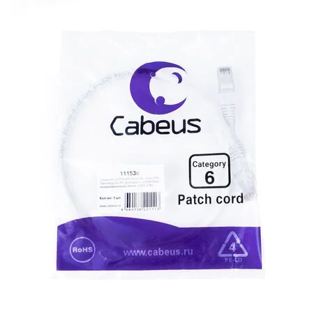 Патч-корд Cabeus PC-UTP-RJ45-Cat.6-0.3m-WH-LSZH (11153c)