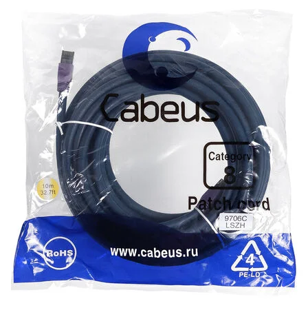 Патч-корд Cabeus PC-SSTP-RJ45-Cat.8-10m-LSZH (9706c)