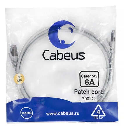 Патч-корд Cabeus PC-SSTP-RJ45-Cat.6a-1.5m-LSZH (7902c)