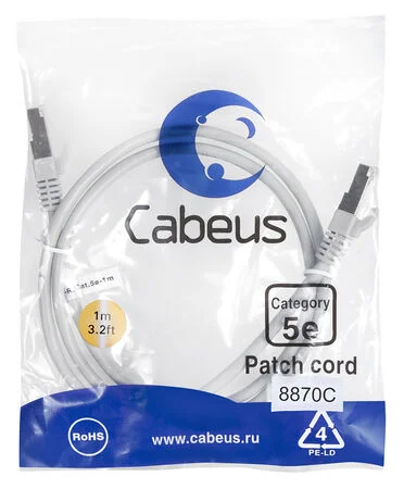 Патч-корд Cabeus PC-FTP-RJ45-Cat.5e-1m-LSZH (8870c)