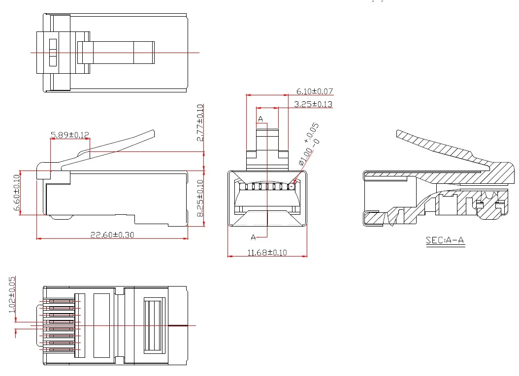 Cabeus 8P8C-SH-FC (10796c)