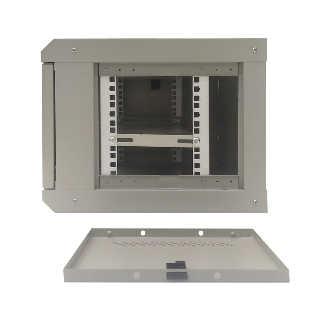 Space Technology ST-NC6U01 (СЕРЫЙ) С ПОЛКОЙ, (версия 2) Настенный 6U телекоммуникационный шкаф 19"