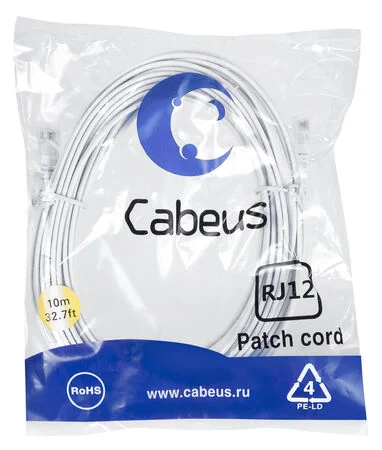 Патч-корд Cabeus PC-TEL-RJ12-10m (7892c)