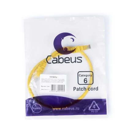 Патч-корд Cabeus PC-UTP-RJ45-Cat.6-0.5m-YL-LSZH (11161c)