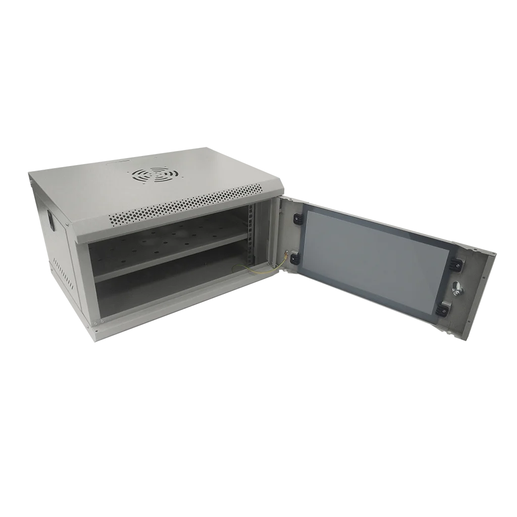 Space Technology ST-NC6U01 (СЕРЫЙ) С ПОЛКОЙ, (версия 2) Настенный 6U телекоммуникационный шкаф 19"