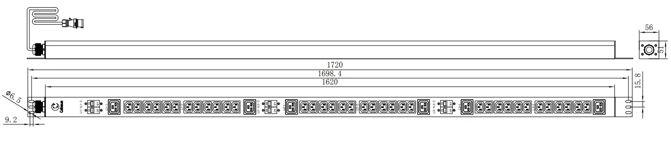 Cabeus PDU-32-3P-36C13-6C19-I309 (12060c) Вертикальный блок розеток 19" до 32 А