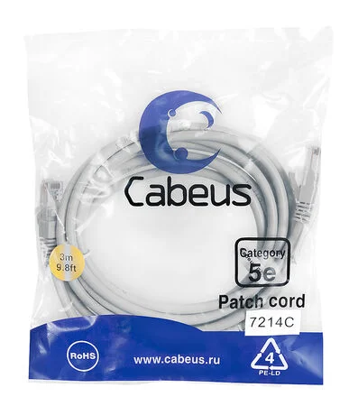 Патч-корд Cabeus PC-UTP-RJ45-Cat.5e-3m (7214c)
