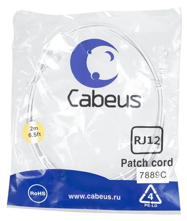 Патч-корд Cabeus PC-TEL-RJ12-2m (7889c)