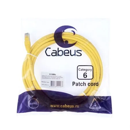 Патч-корд Cabeus PC-UTP-RJ45-Cat.6-5m-YL-LSZH (11166c)