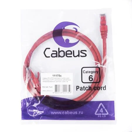 Патч-корд Cabeus PC-UTP-RJ45-Cat.6-1m-RD-LSZH (11175c)