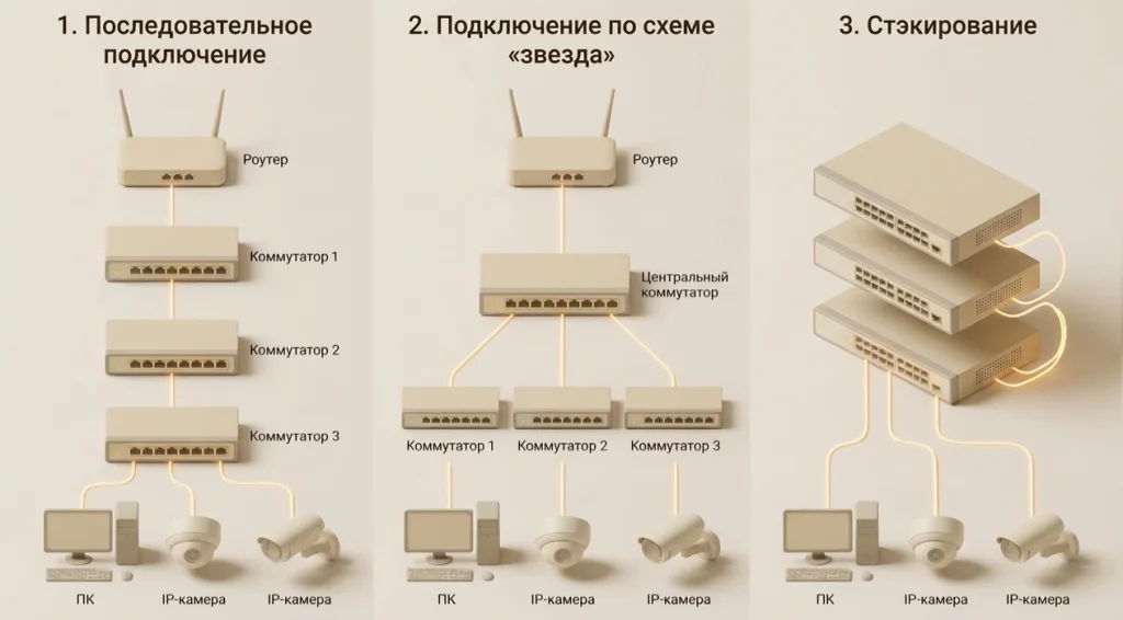 Схема подключения нескольких коммутаторов
