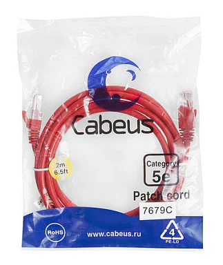 Патч-корд Cabeus PC-UTP-RJ45-Cat.5e-2m-RD-LSZH (9515c)