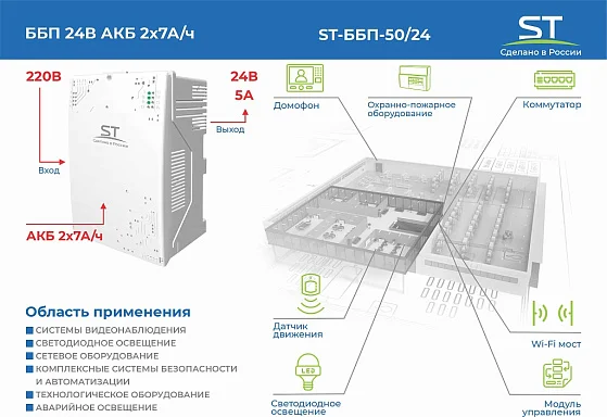 Источники бесперебойного питания Space Technology ST-ББП-50/24 ЧЕРНЫЙ