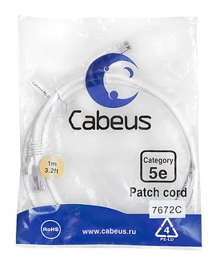 Патч-корд Cabeus PC-UTP-RJ45-Cat.5e-1m-WH (7672c)