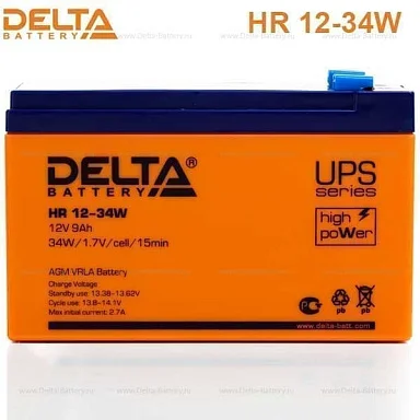 Аккумулятор Delta HR 12-34 W AGM (12 В / 9 Ач)