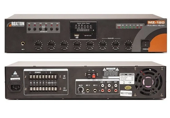 Roxton MZ-120 Трансляционный усилитель 120 Вт, на 6 зон