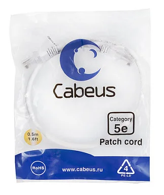 Патч-корд Cabeus PC-UTP-RJ45-Cat.5e-0.5m-WH (7665c)