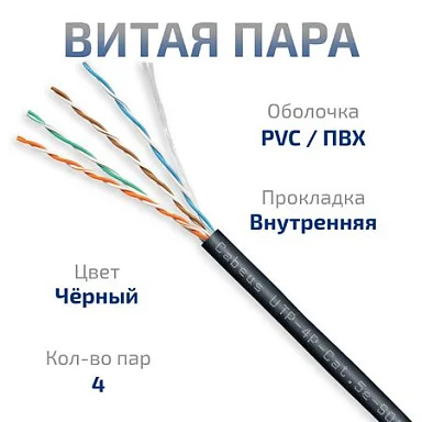 UTP-4P-Cat.5e-SOLID-BK (7252c)