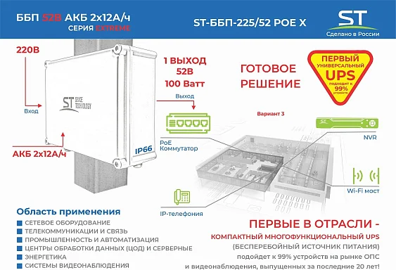 Источники бесперебойного питания Space Technology ST-ББП-225/52 POE X