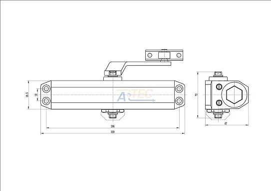 Дверной доводчик AccordTec ATEC-D206E-SI до 100 кг, EN4
