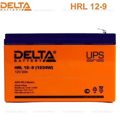 Аккумулятор Delta HRL 12-9 Х (1234W) AGM (12 В / 9 Ач)