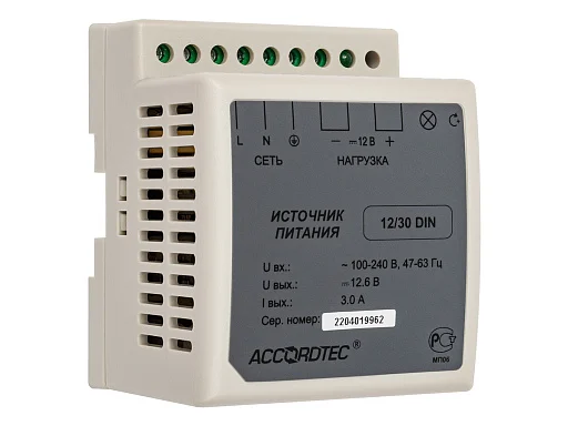 Блок питания AccordTec AT-12/30 DIN  12 В / 3А