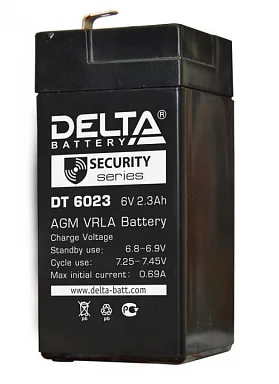 Аккумулятор Delta DT 6023 (75мм) AGM (6 В / 2,3 Ач)