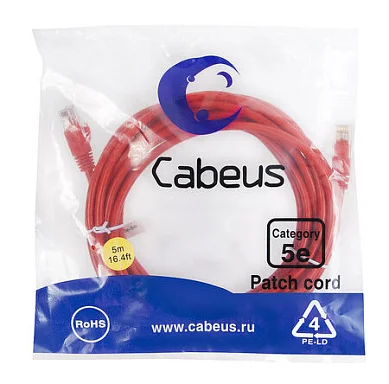 Патч-корд Cabeus PC-UTP-RJ45-Cat.5e-5m-RD (7689c)