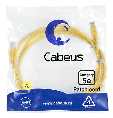 Патч-корд Cabeus PC-UTP-RJ45-Cat.5e-2m-YL-LSZH (9499c)