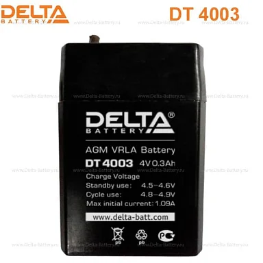 Аккумулятор Delta DT 4003 AGM (4 В / 1.2 Ач)