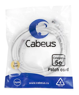 Патч-корд Cabeus PC-UTP-RJ45-Cat.5e-3m-WH (7682c)