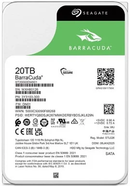 Жесткий диск HDD SEAGATE ST20000DM001,  20 ТБ, 512 МБ 7200 об/мин