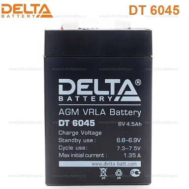 Аккумулятор Delta DT 6045 AGM (6 В / 4,5 Ач)