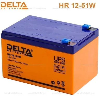 Аккумулятор Delta HR 12-51 W AGM (12 В / 12 Ач)