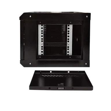 Space Technology ST-NC6U01 (ЧЕРНЫЙ) С ПОЛКОЙ, (версия 2) Настенный 6U телекоммуникационный шкаф 19"