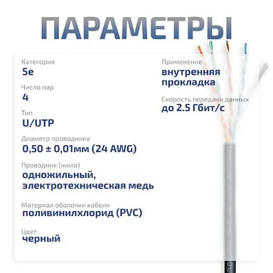 UTP-4P-Cat.5e-SOLID-BK (7252c)