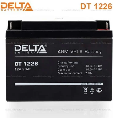 Аккумулятор Delta DT 1226 AGM (12 В / 26 Ач)