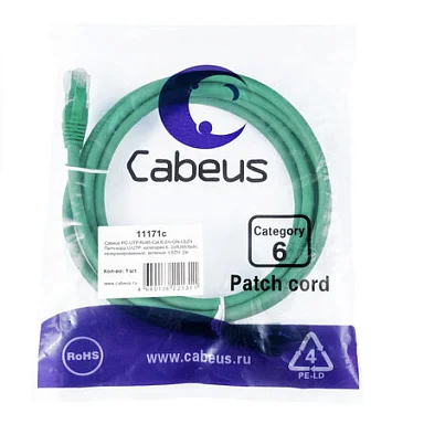 Патч-корд Cabeus PC-UTP-RJ45-Cat.6-2m-GN-LSZH (11171c)