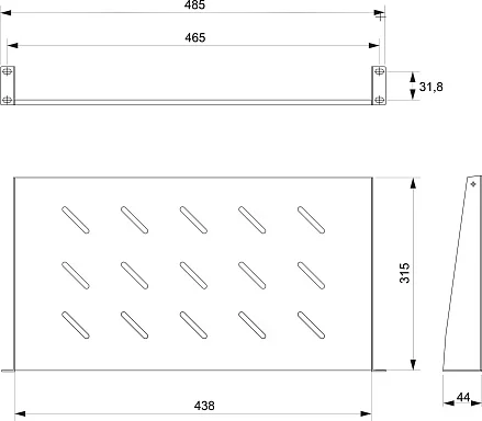Cabeus SH-J017-1U-315-BK (8626c) Черная перфорированная полка, 1U