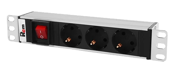 Rem R-10-3S-V-220-Z Горизонтальный блок розеток 10" , до 10А