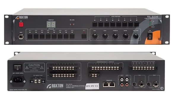 Roxton RA-8236 Трансляционный усилитель 360 Вт, на 8 зон