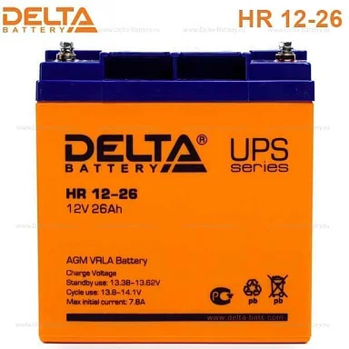 Аккумулятор Delta HR 12-26 AGM (12 В / 26 Ач)